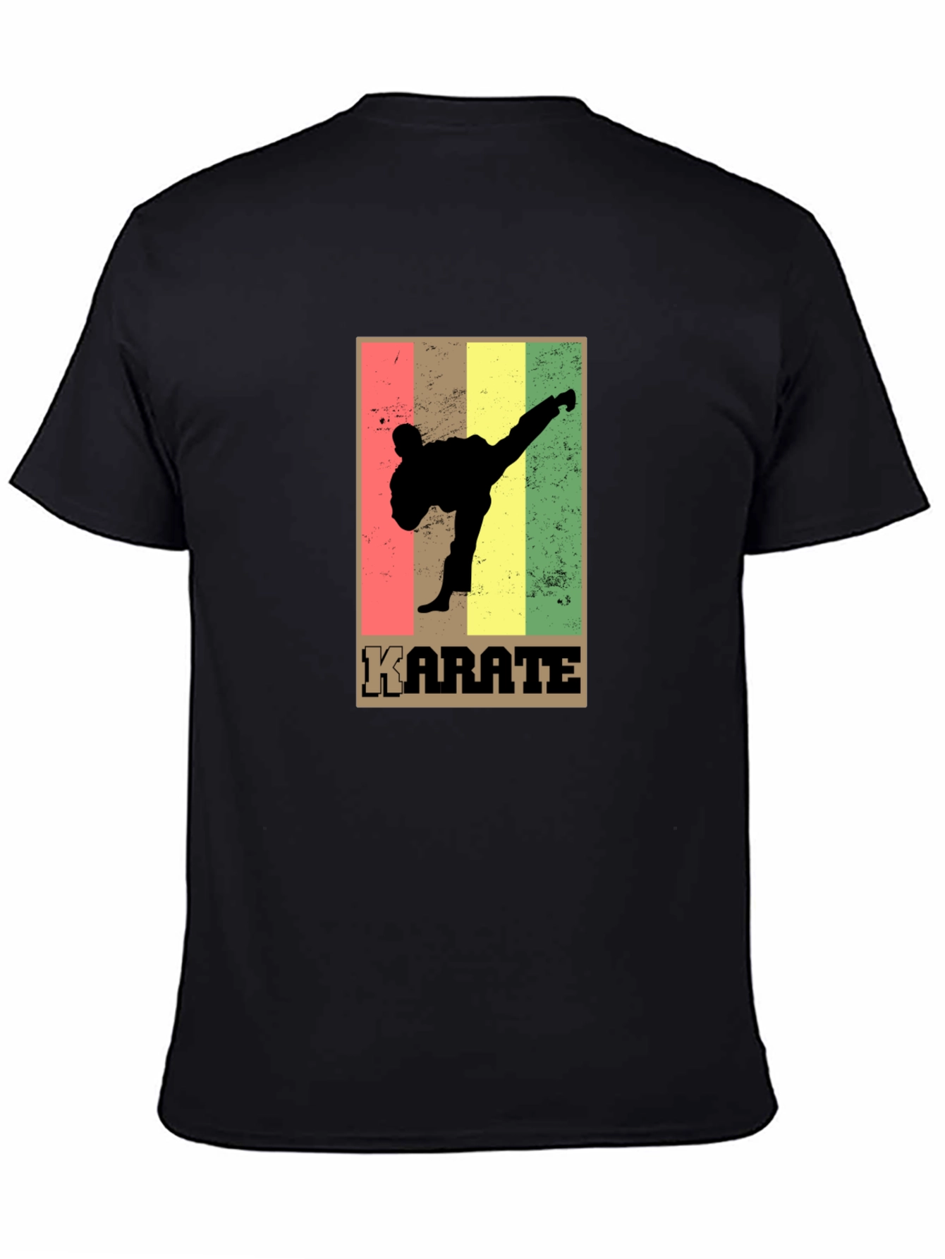 Black Karate Retro Style Graphic T-Shirt view 4