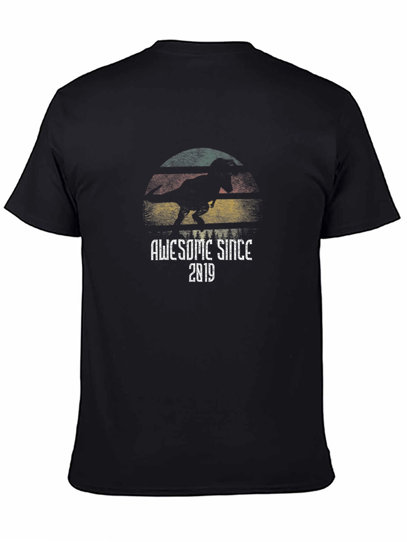 Black Awesome Since 2019 Dinosaur Graphic T-Shirt view 4