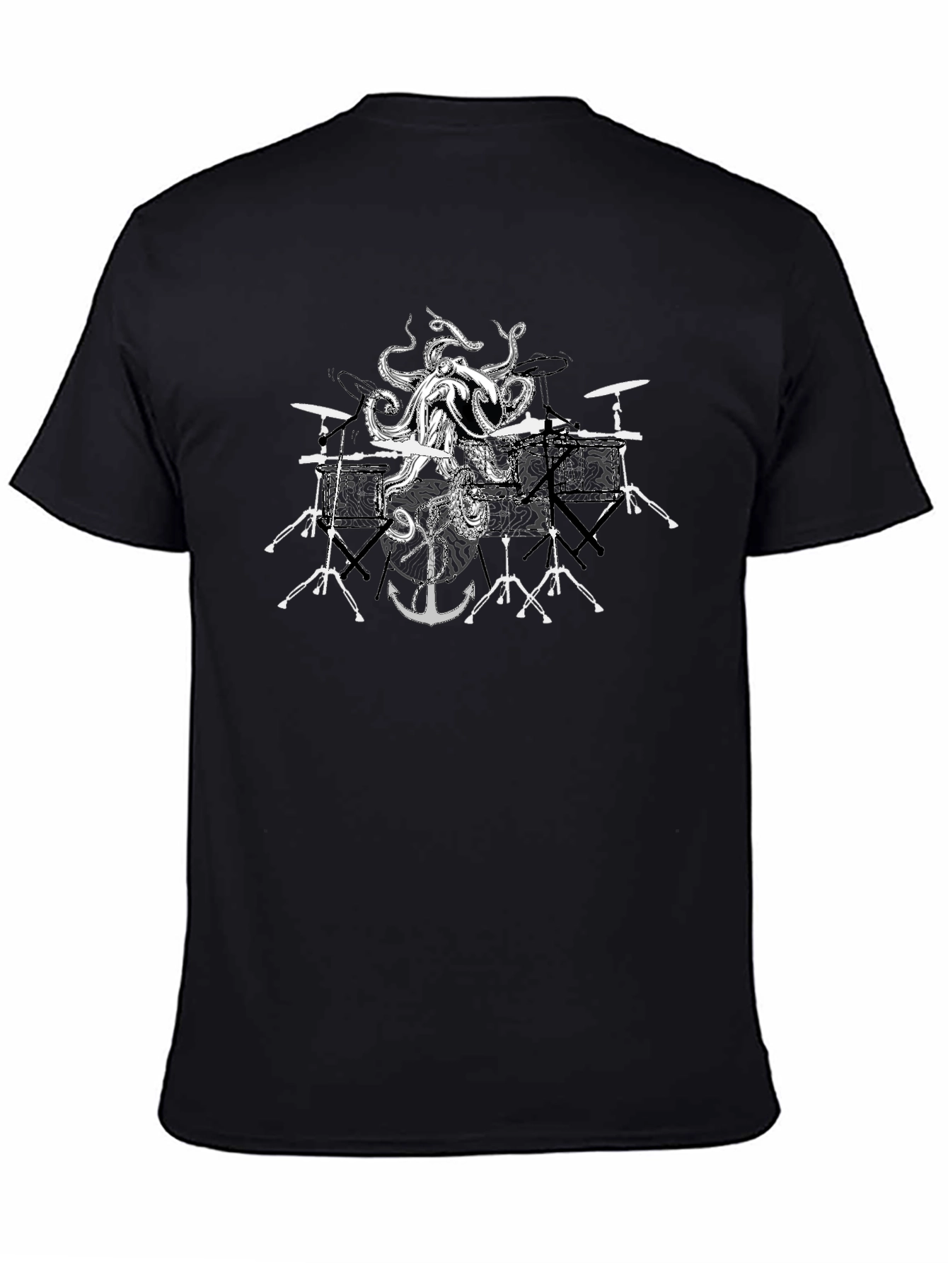 Black Octopus Drum Kit T-Shirt view 4