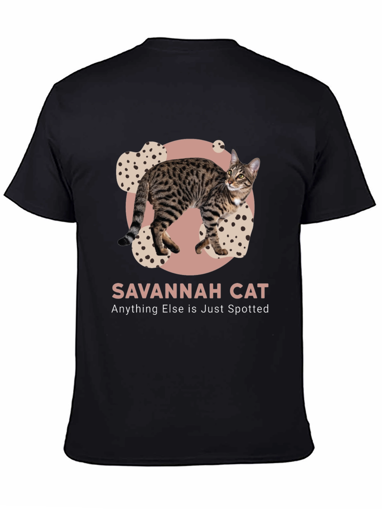 Black Savannah Cat Spotted T-Shirt - Unique Design view 4