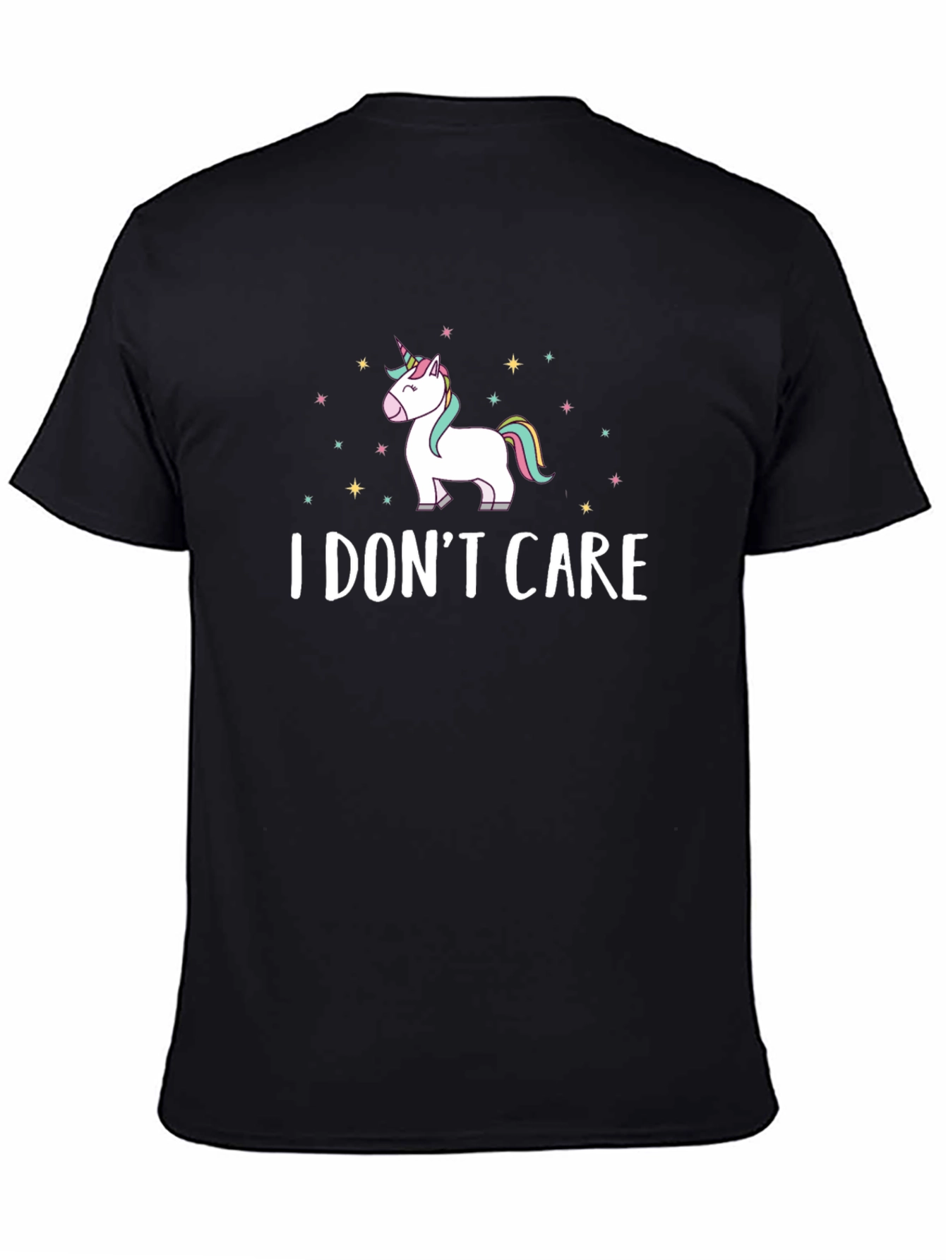 Black I Don't Care Unicorn Graphic T-Shirt view 4