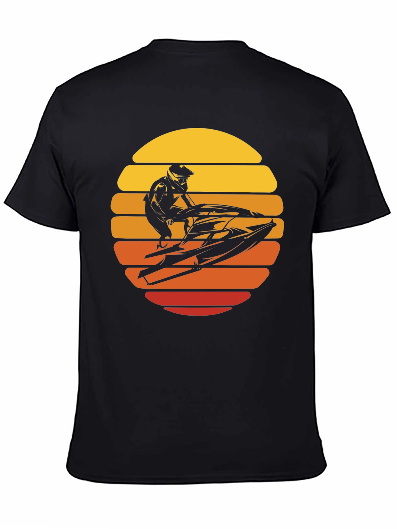 Black Jet Ski Sunset Graphic Tee - Black Cotton T-Shirt view 4