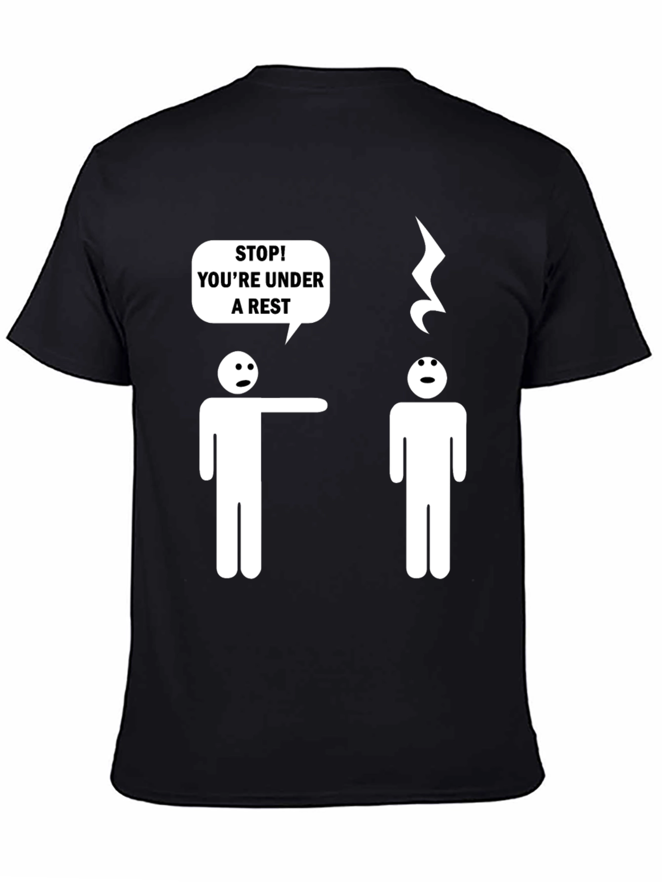 Black Funny Music Pun T-Shirt - Under a Rest view 4