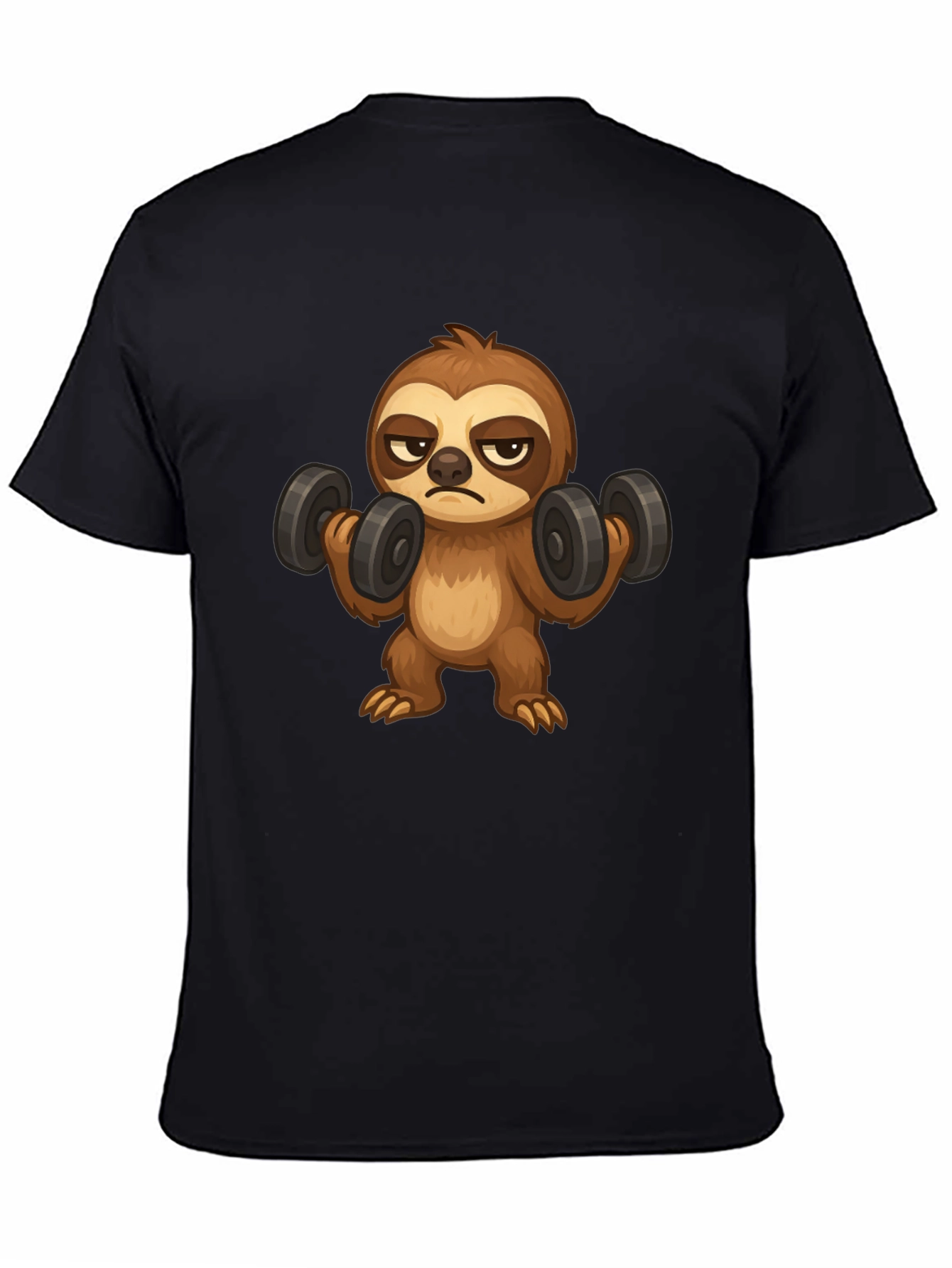 Black Sloth Lifting Weights Graphic T-Shirt view 4