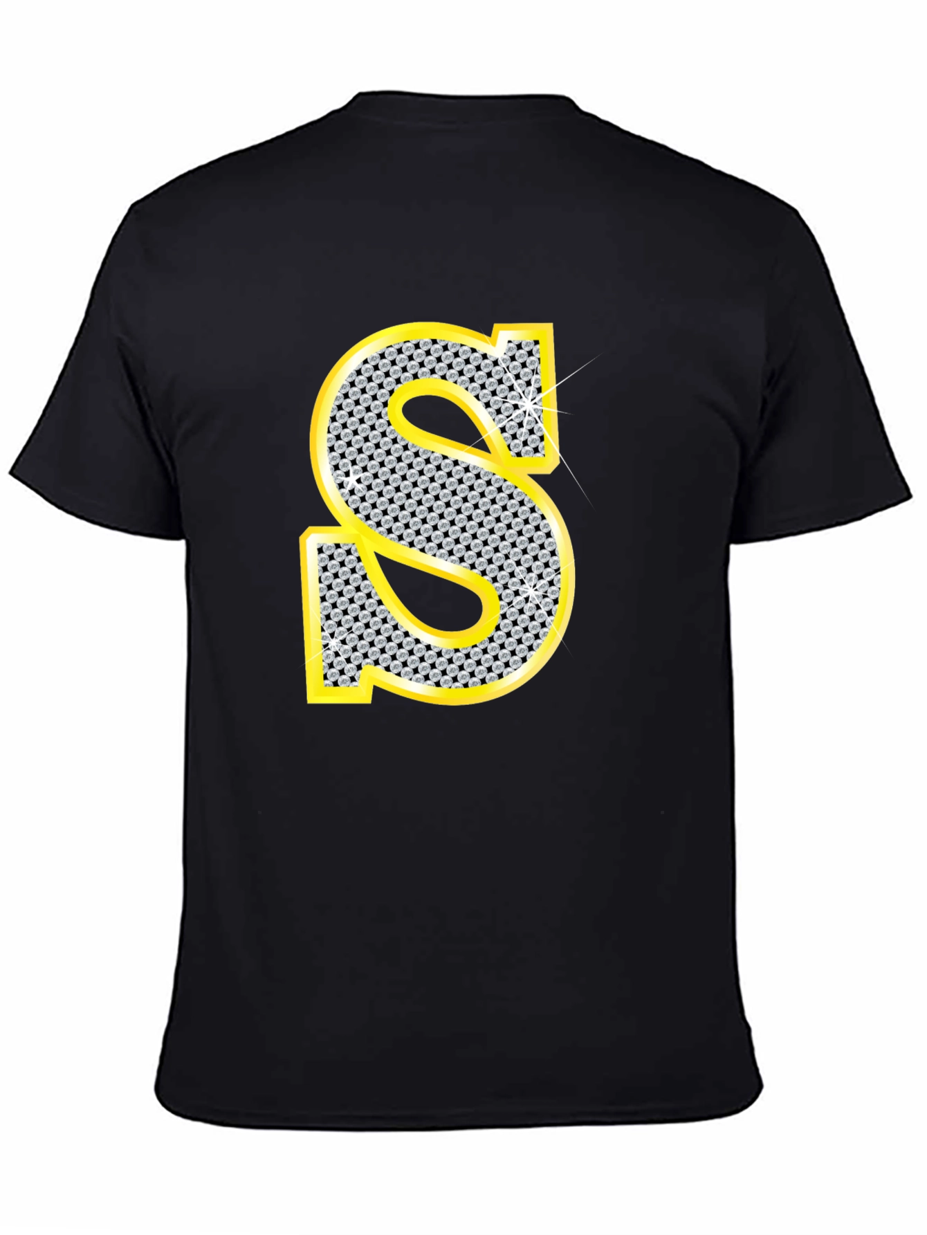 Black Diamond Letter S Black T-Shirt view 4