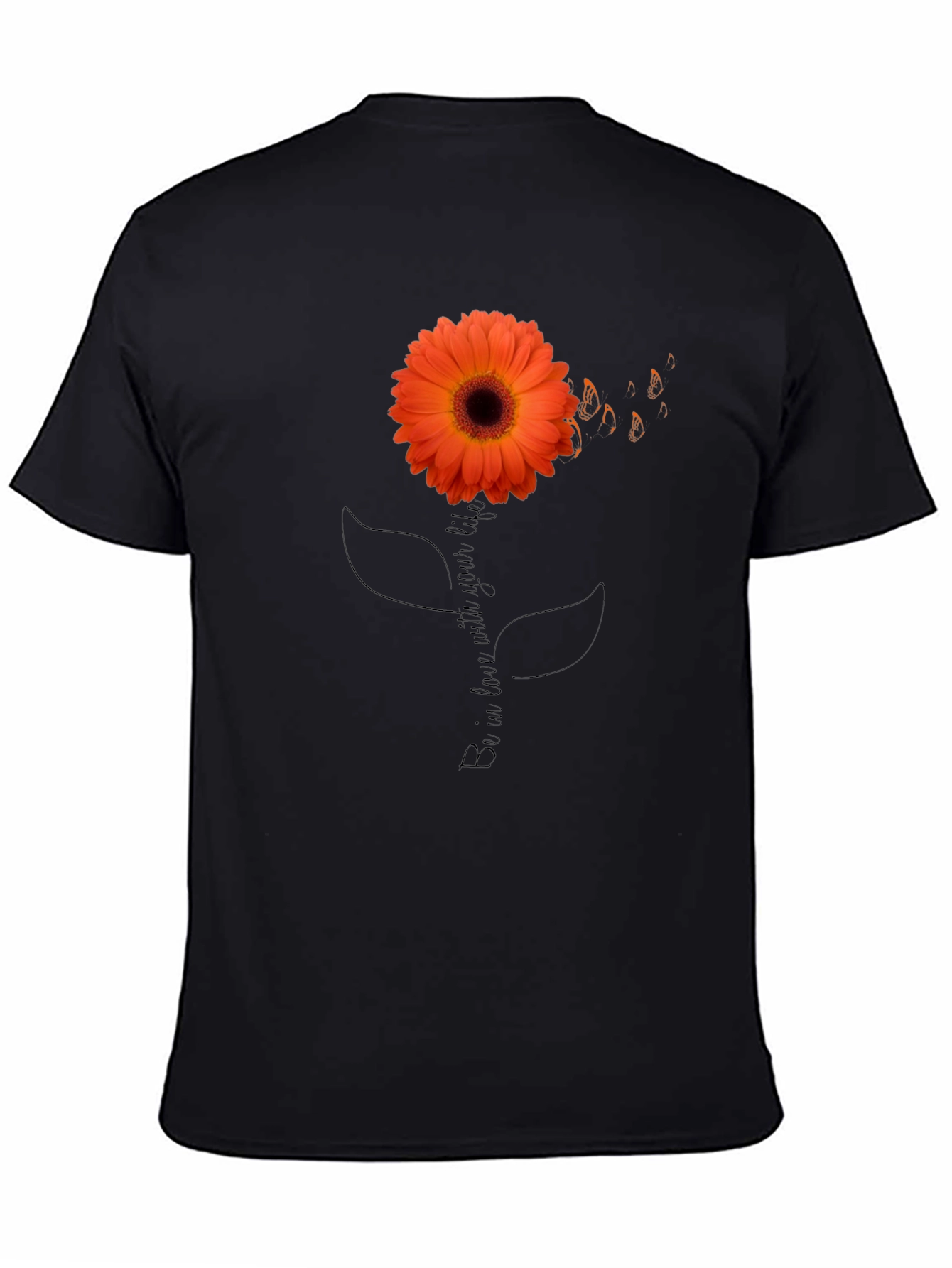 Black Sunflower Graphic Tee - Black Cotton T-Shirt view 4