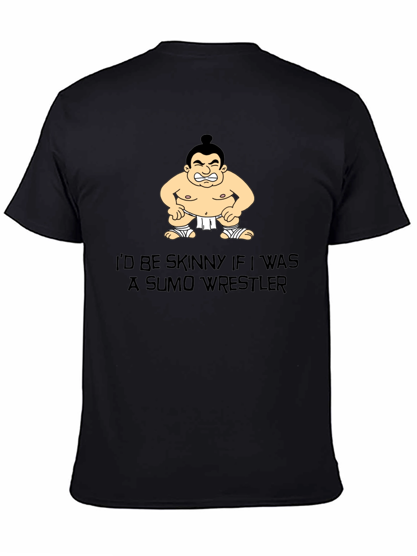 Black Sumo Wrestler Graphic T-Shirt - Funny Design view 4