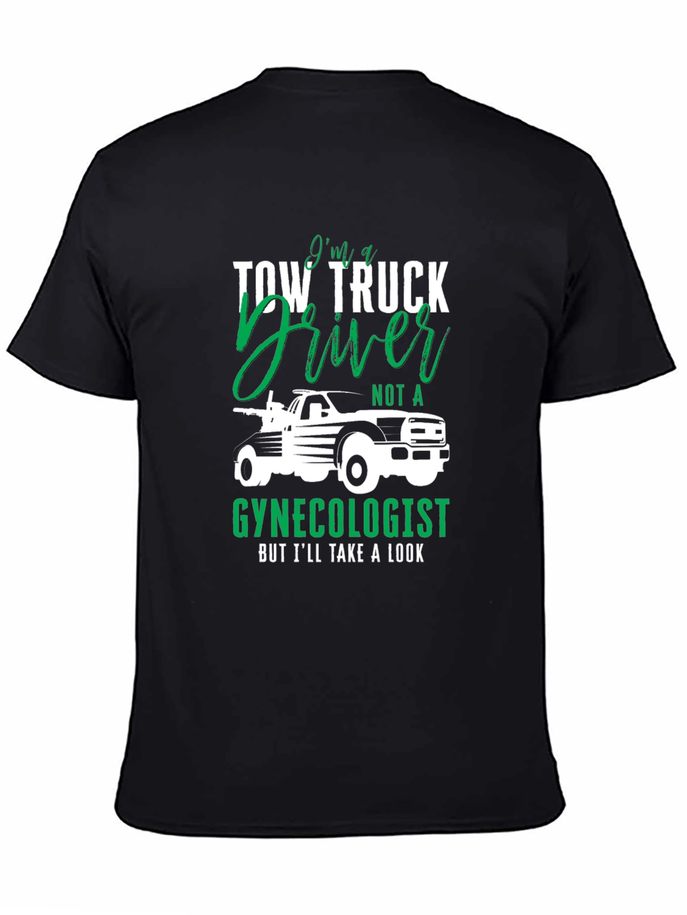 Black Tow Truck Driver Graphic Tee - Funny T-Shirt view 4