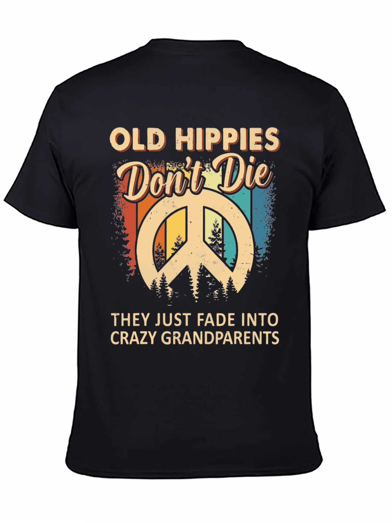 Black Old Hippies Don't Die T-Shirt view 4