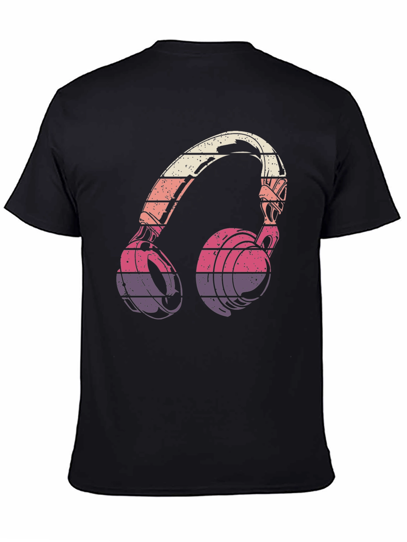 Black Retro Headphones Graphic T-Shirt view 4
