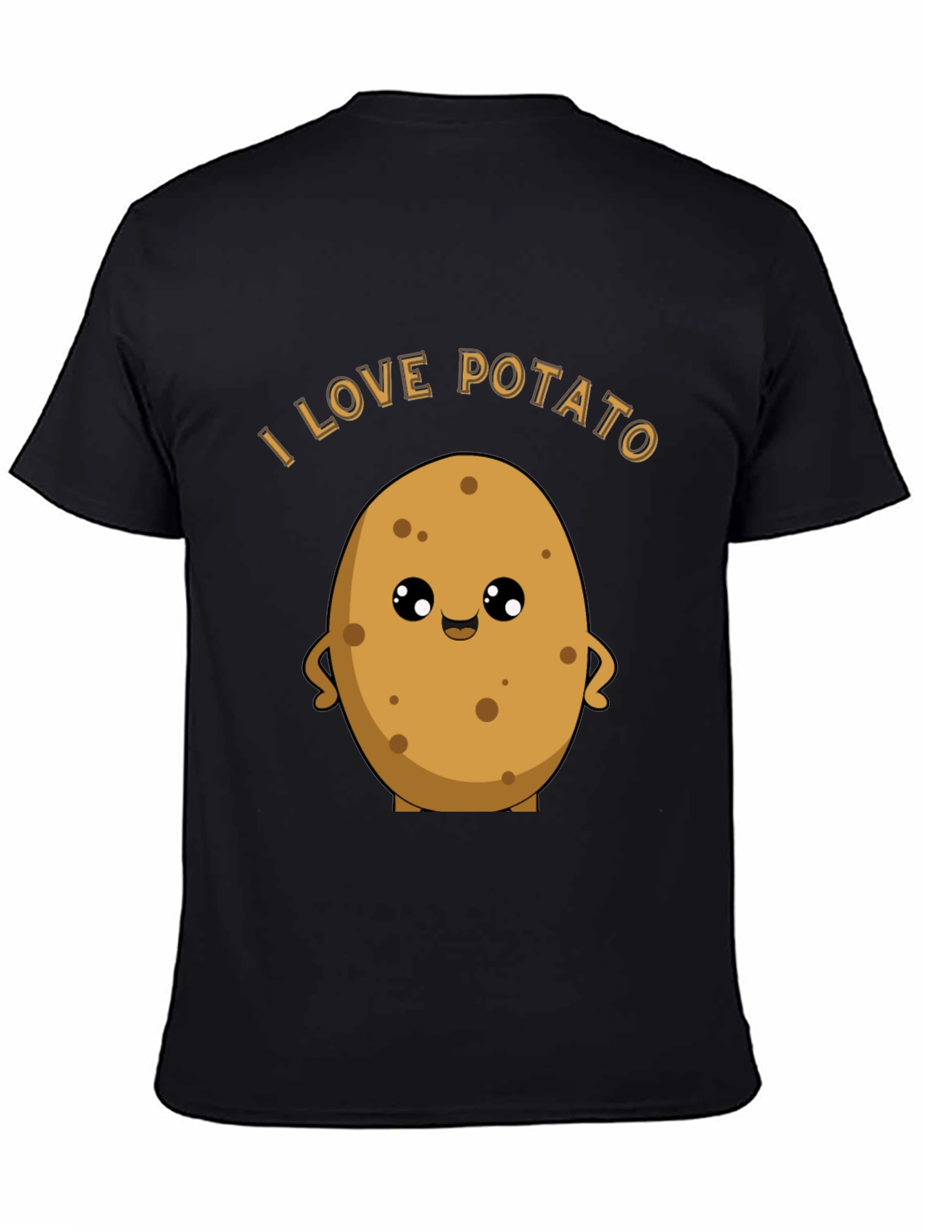 Black I Love Potato Graphic T-Shirt - Unisex Black Tee view 4