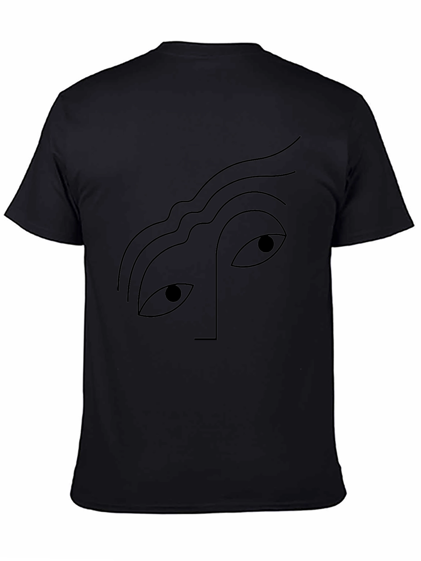 Black Abstract Face Graphic Black T-Shirt view 4