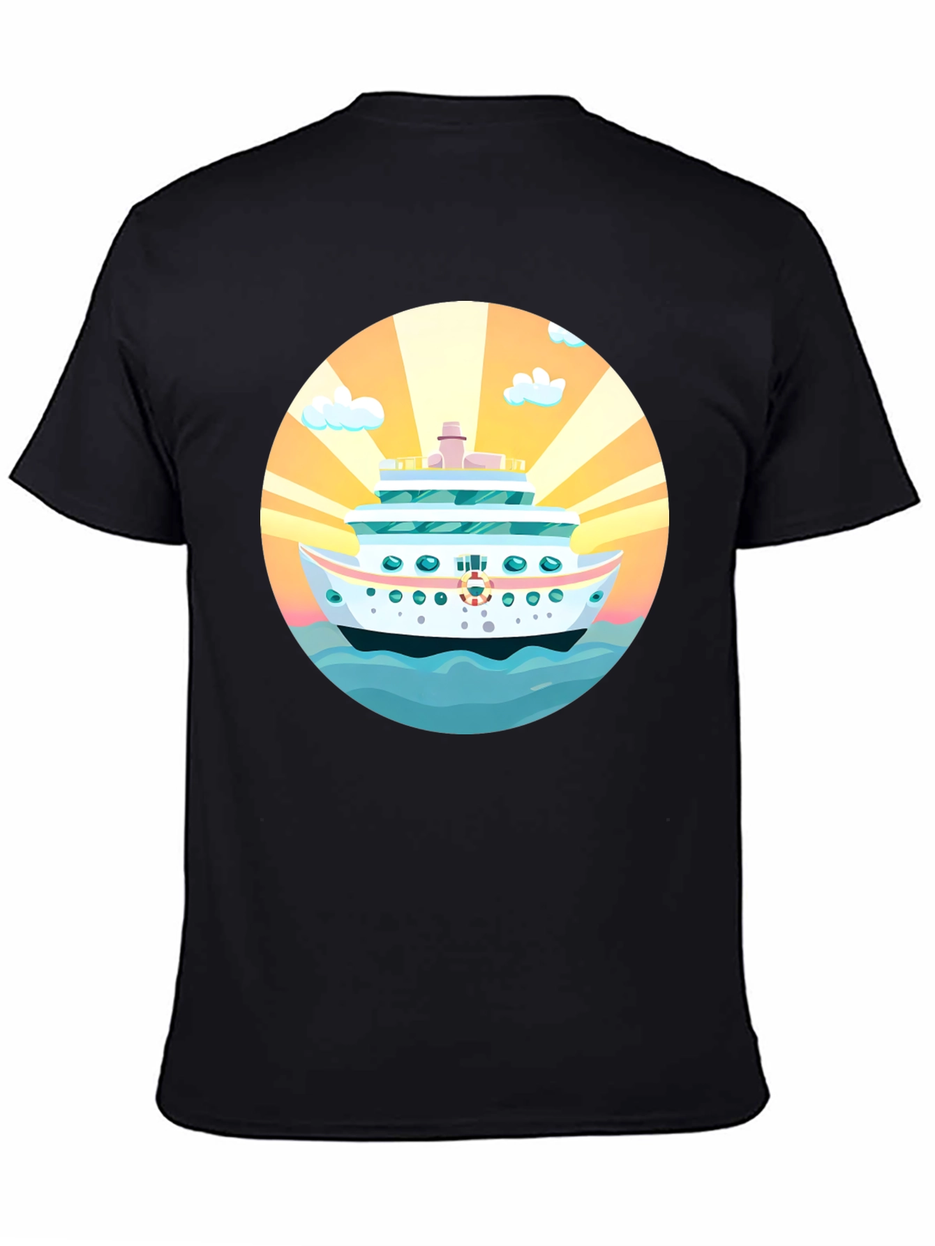 Black Cruise Ship Graphic Tee - Sun, Sea, Style! view 4