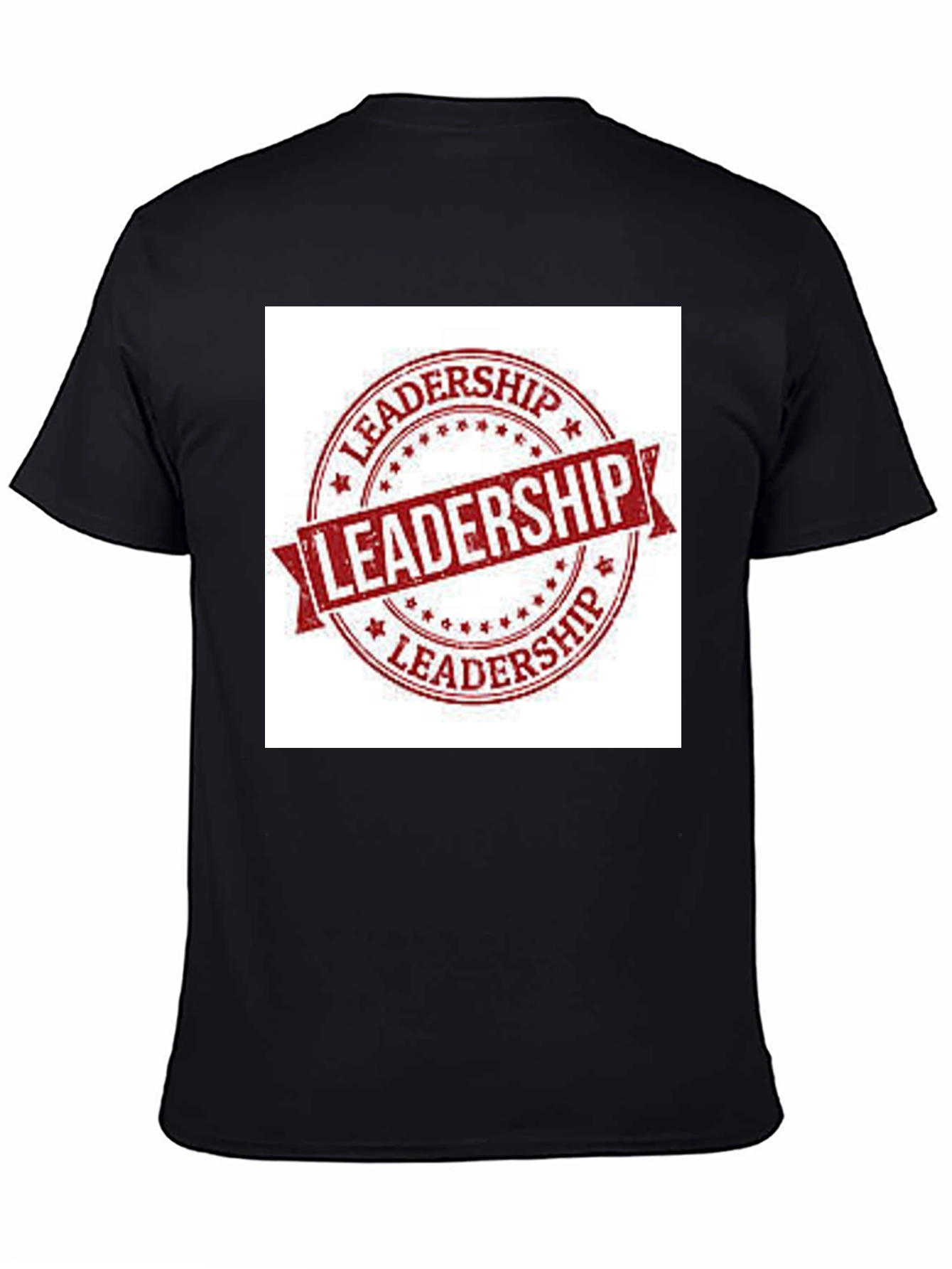 Black Leadership Stamp Graphic Tee - Black Cotton T-Shirt view 4