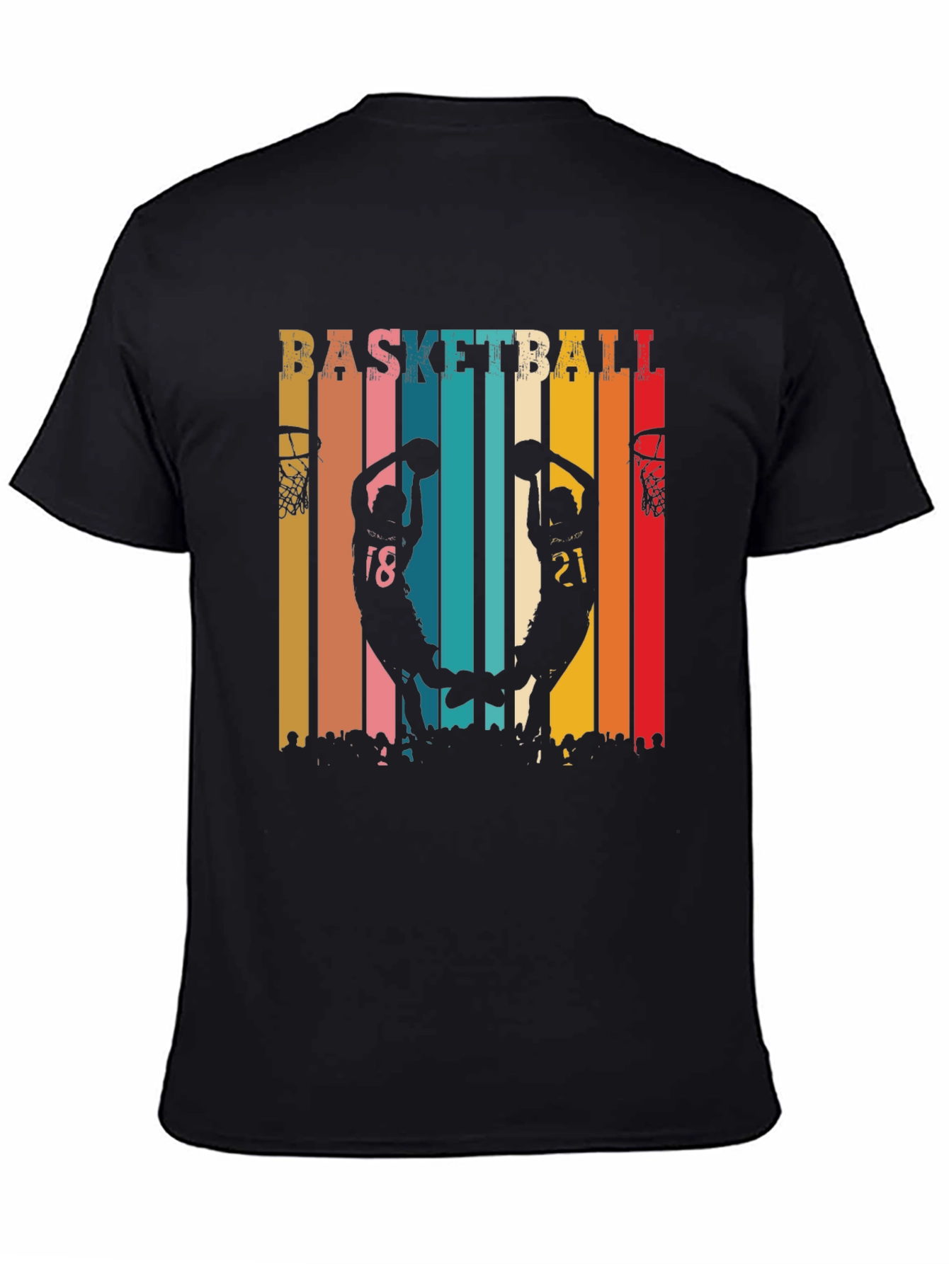 Black Basketball Silhouette Graphic Tee - Retro Style view 4