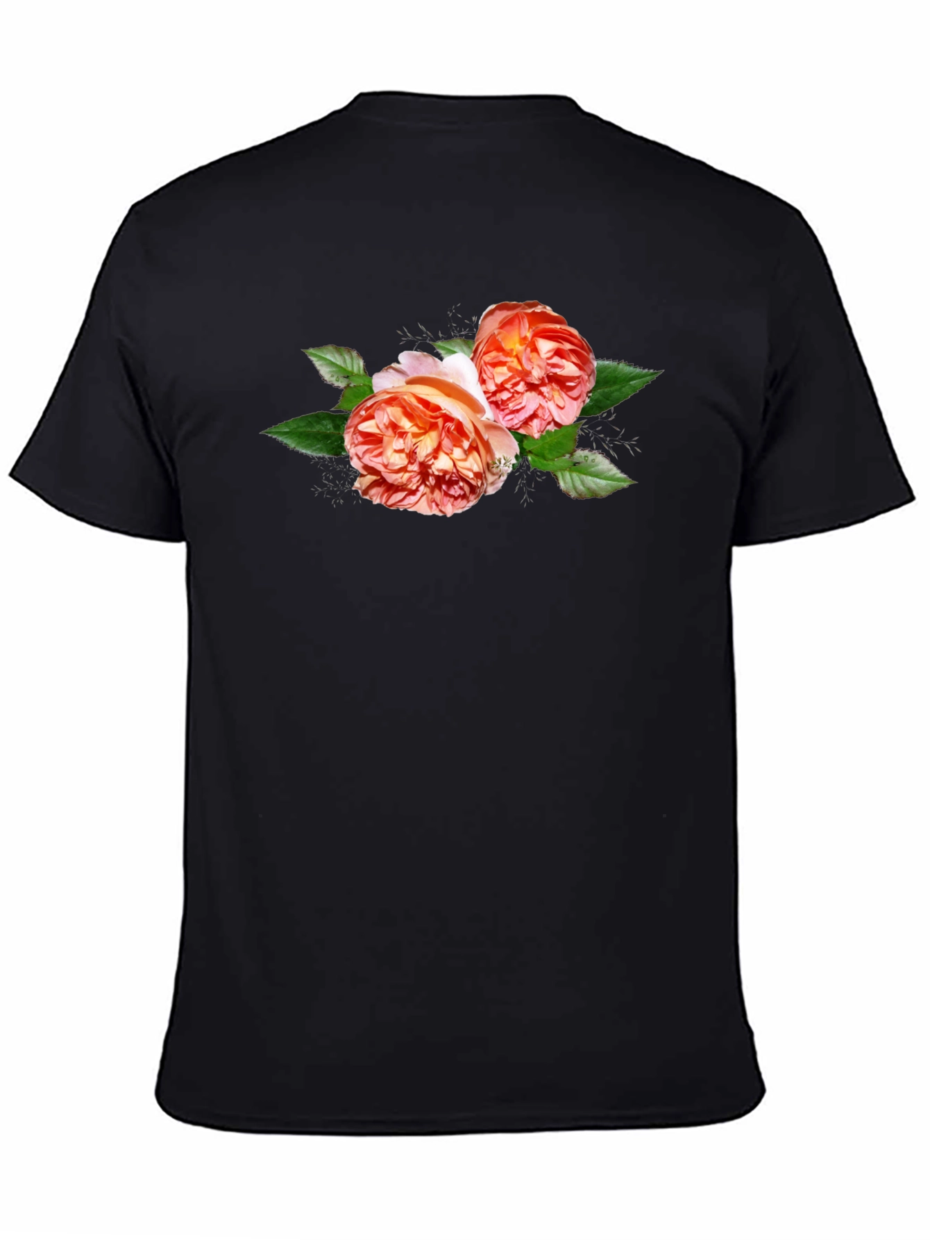 Black Floral Graphic Tee - Black Cotton T-Shirt view 4