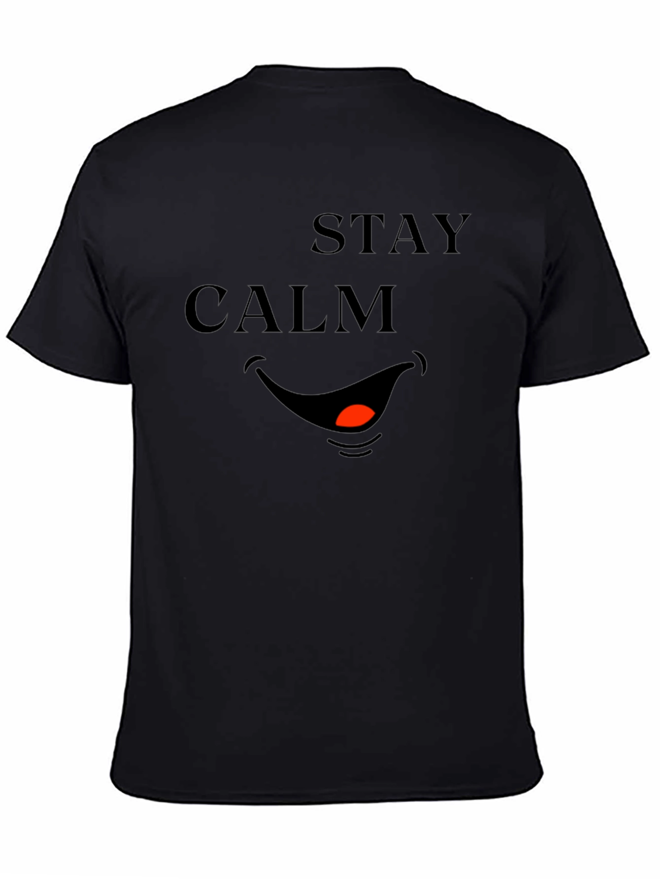 Black Stay Calm Smile Graphic Tee - Black view 4