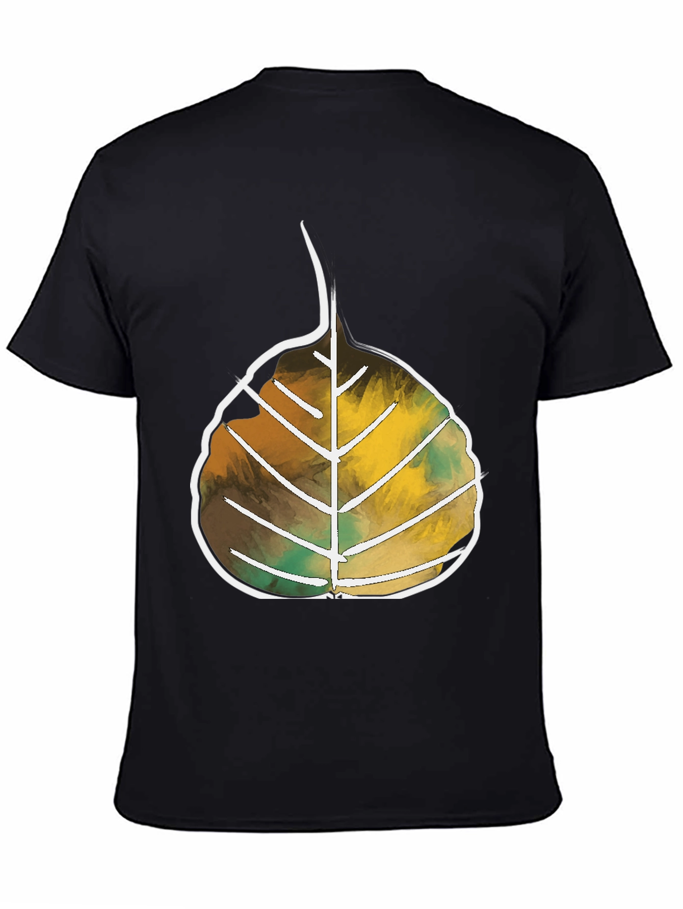 Black Leaf Design Black T-Shirt | Casual Wear view 4