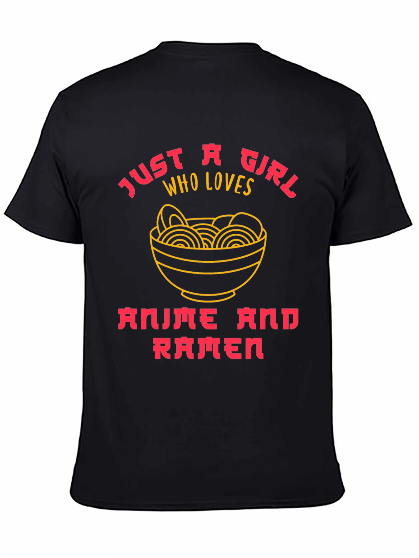 Black Anime and Ramen T-Shirt - Just a Girl Who Loves view 4