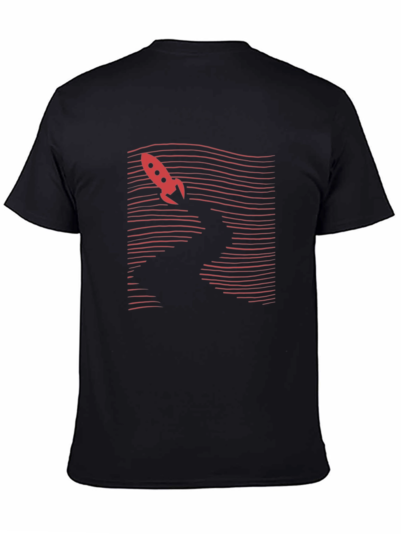Black Retro Rocket Graphic Tee - Black Cotton T-Shirt view 4