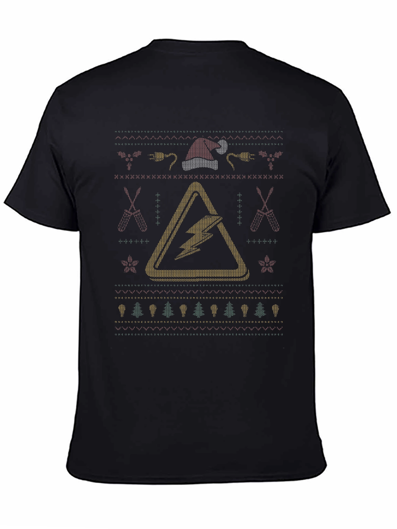 Black Electrician Christmas T-Shirt - Funny Ugly Sweater Style view 4
