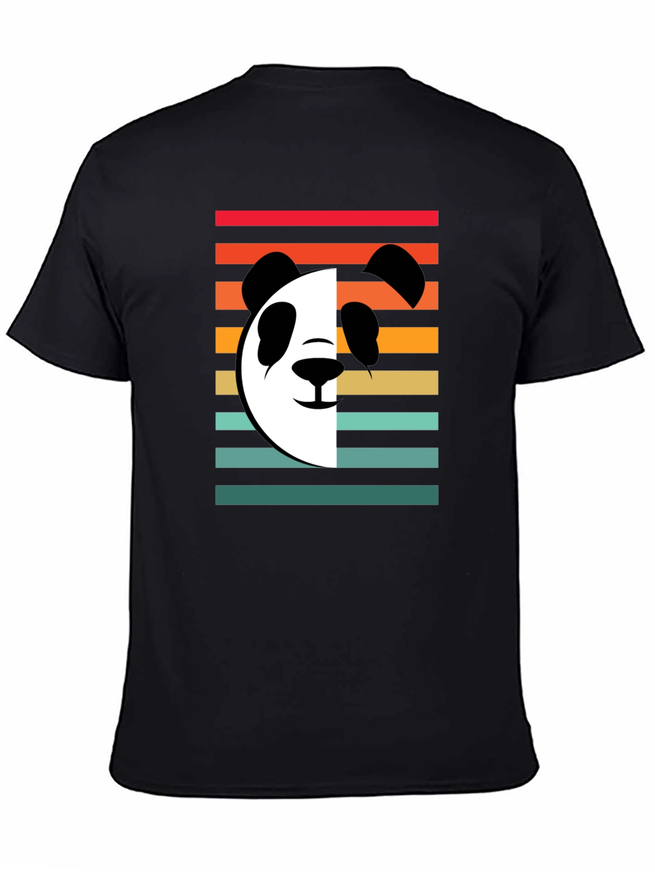 Black Retro Panda Graphic Tee - Stylish Cotton T-Shirt view 4