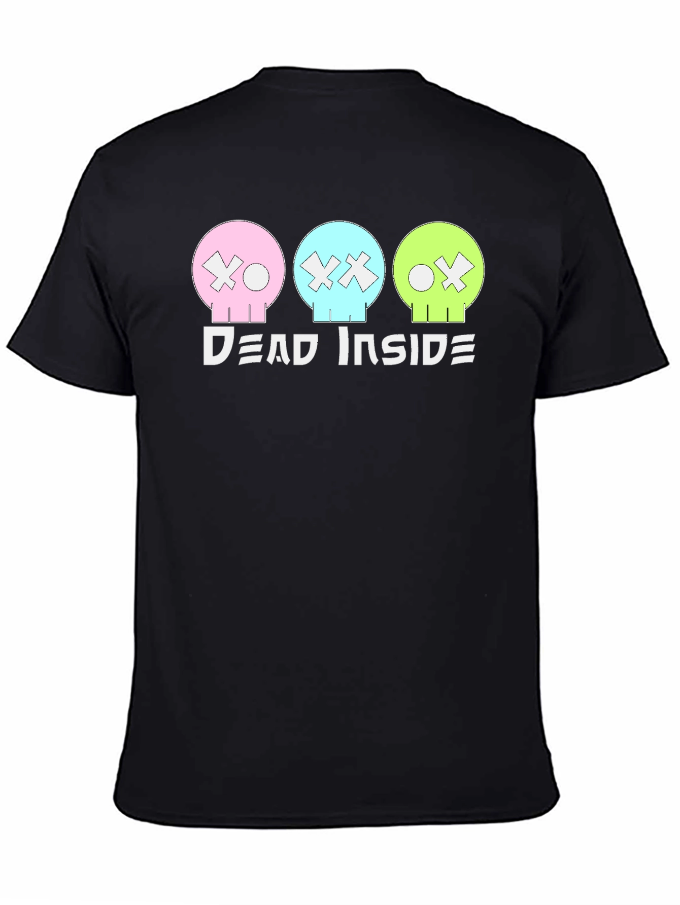 Black Dead Inside T-Shirt: Pastel Skulls, Trendy Graphic Tee view 4