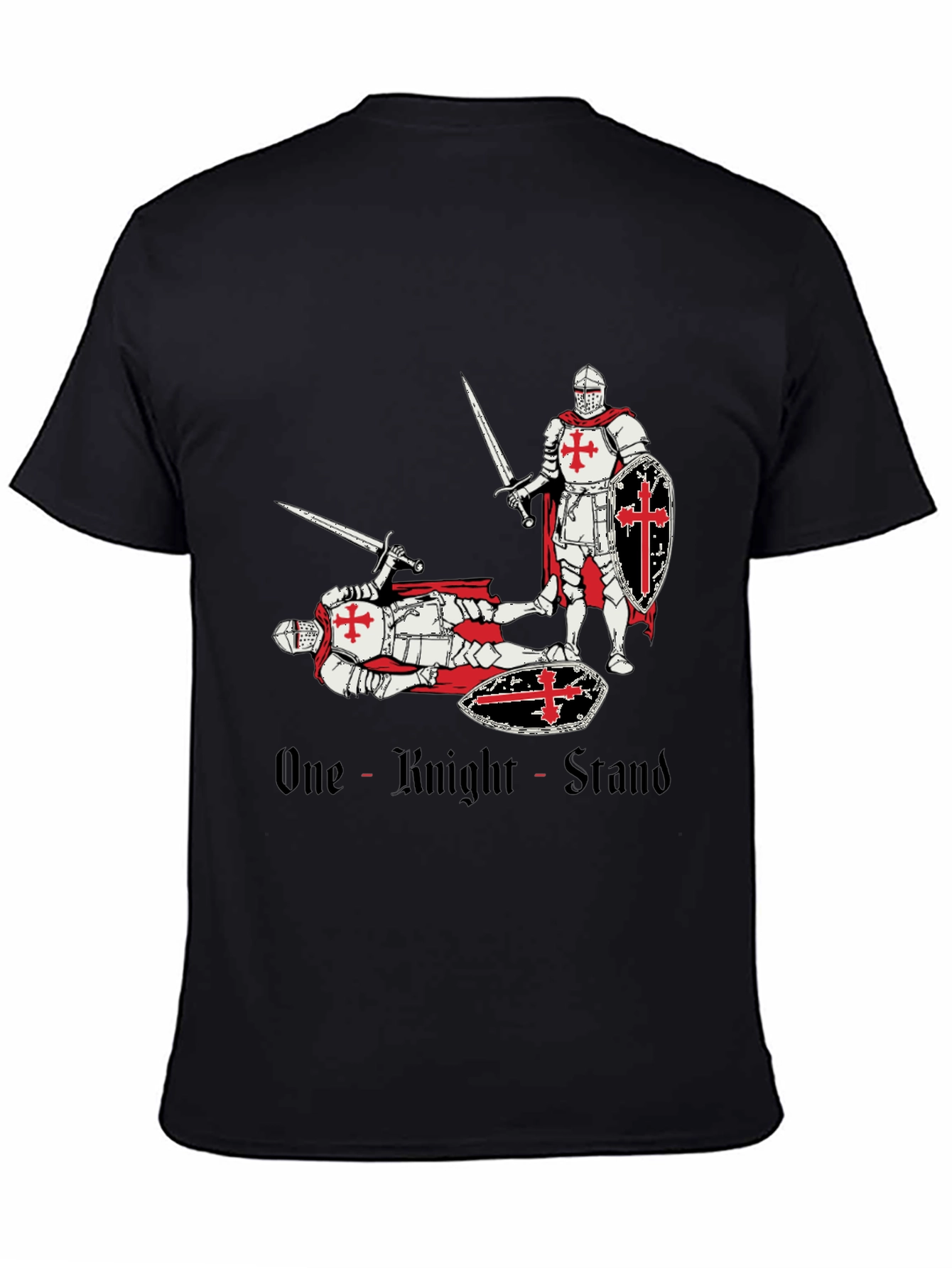 Black One Knight Stand T-Shirt Medieval Crusader Tee view 4