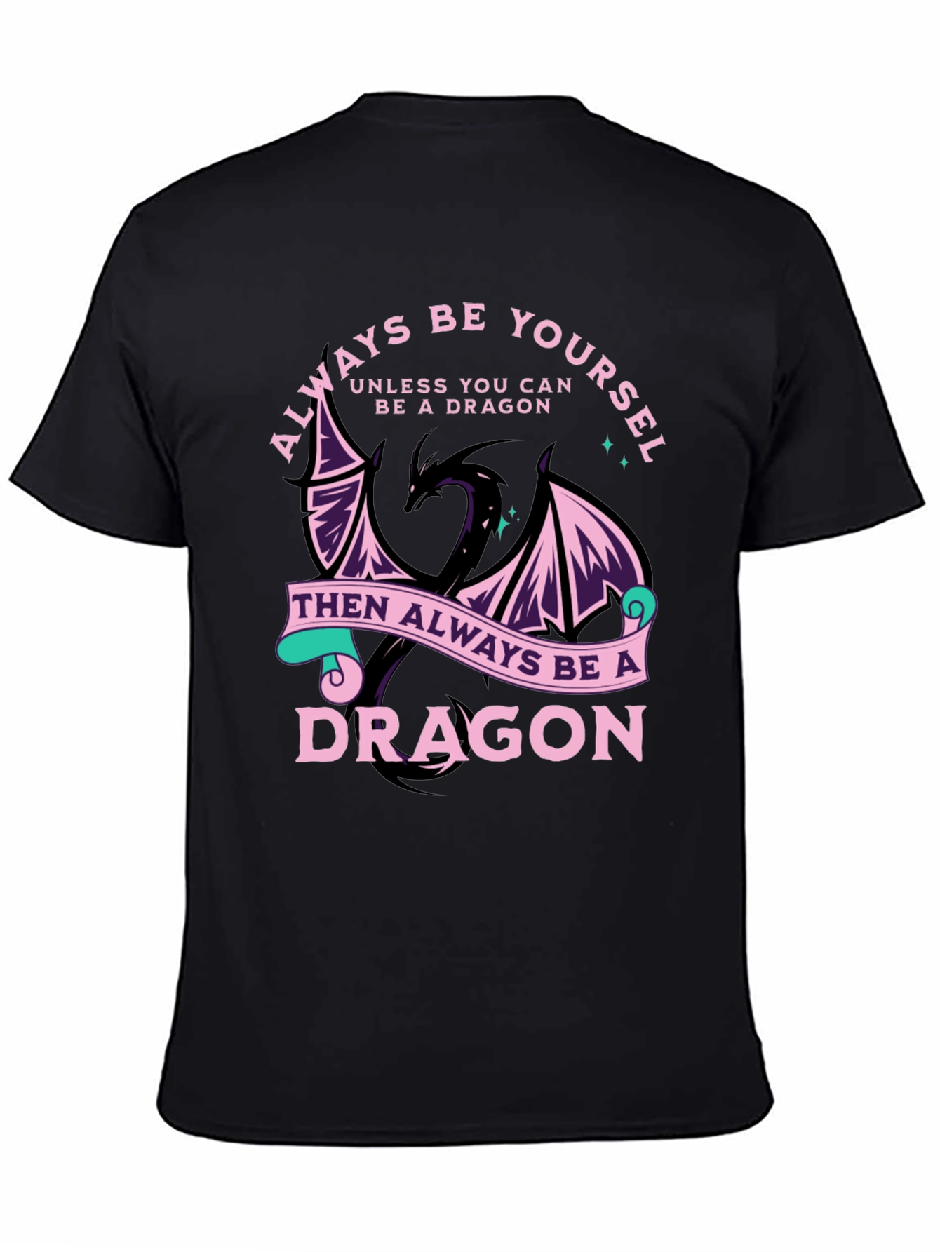 Black Always Be Yourself Dragon Graphic Tee view 4