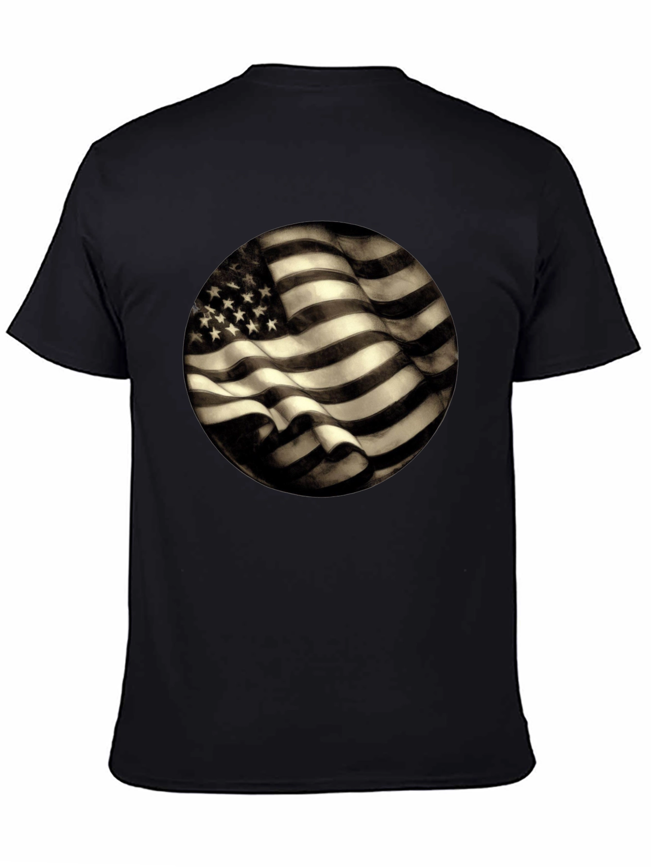 Black American Flag Graphic Men's Black T-Shirt view 4