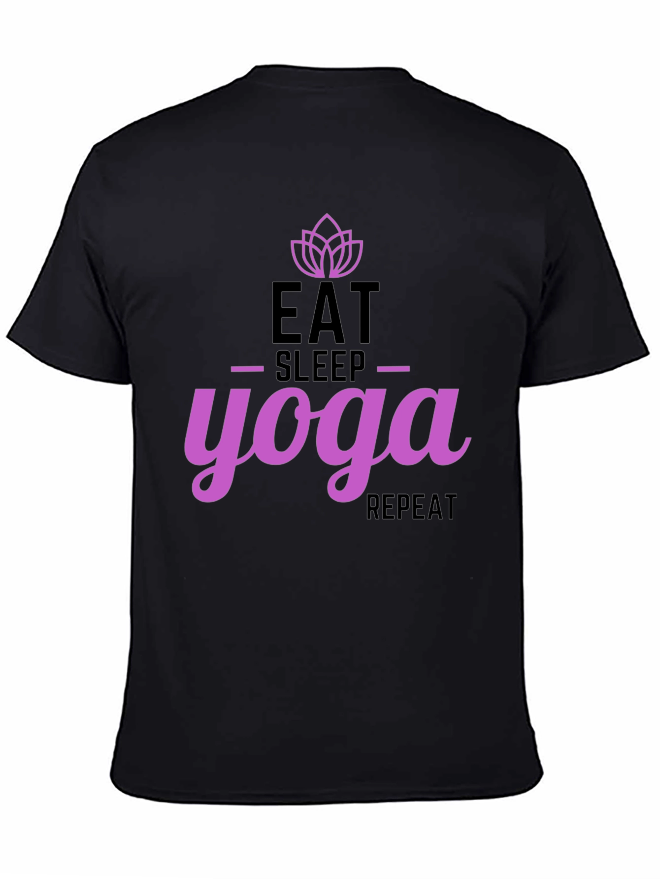 Black Eat Sleep Yoga Repeat Black T-Shirt view 4