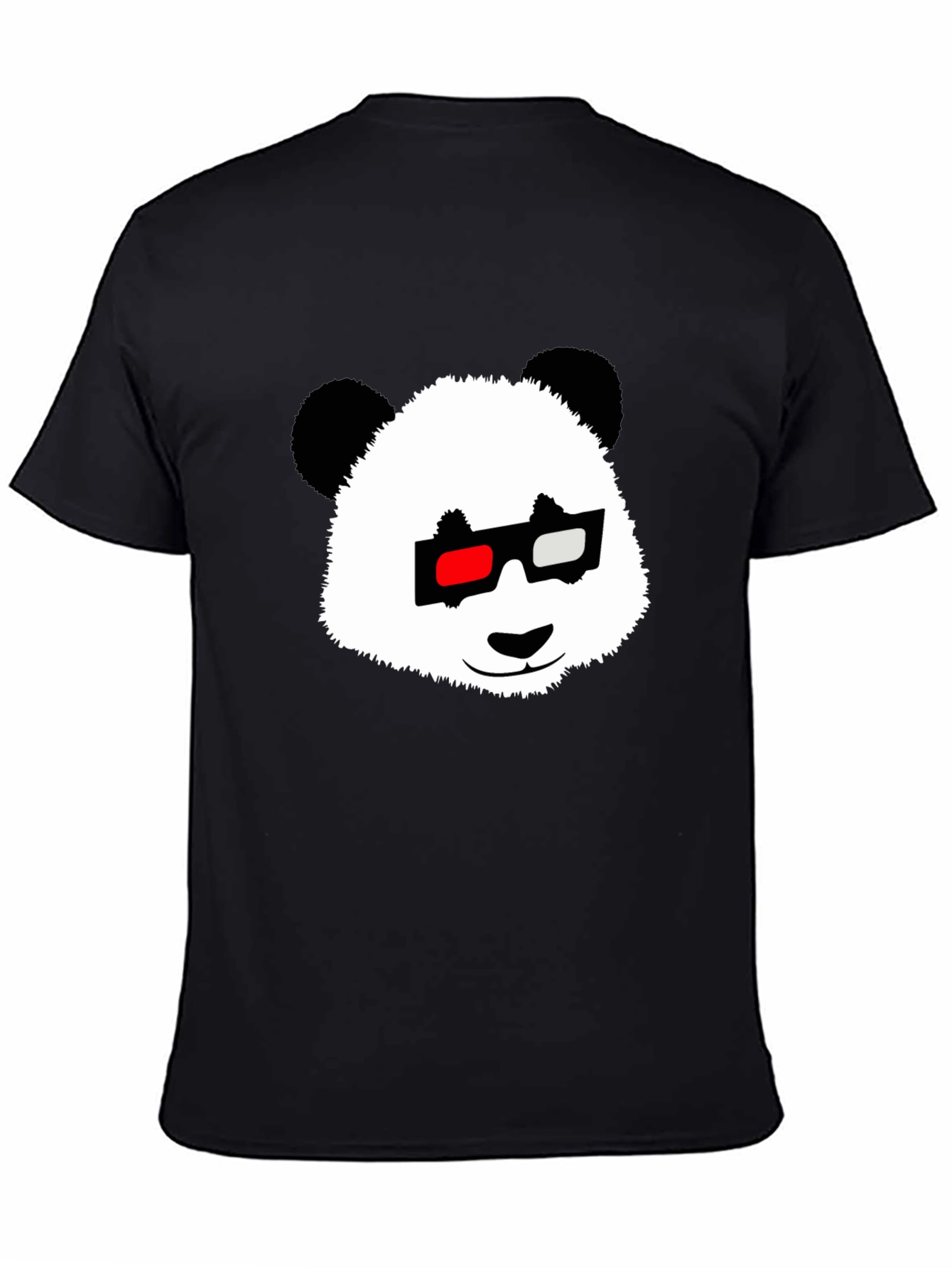 Black Panda with 3D Glasses Black T-Shirt view 4
