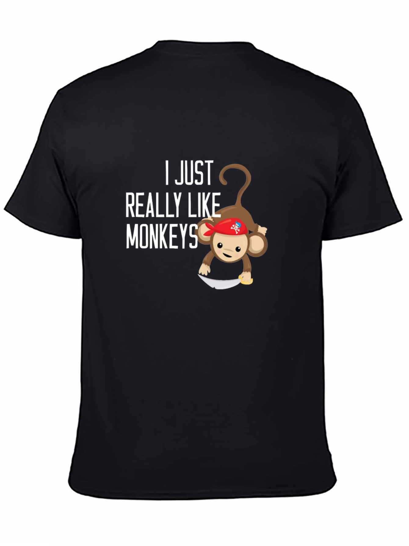 Black I Just Really Like Monkeys T-Shirt view 4