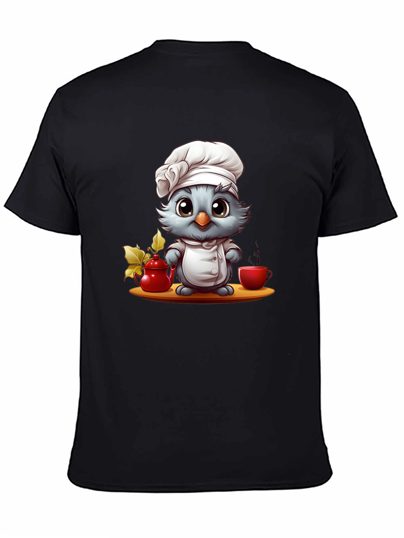 Black Chef Bird Graphic T-Shirt - Cute & Comfortable Tee view 4