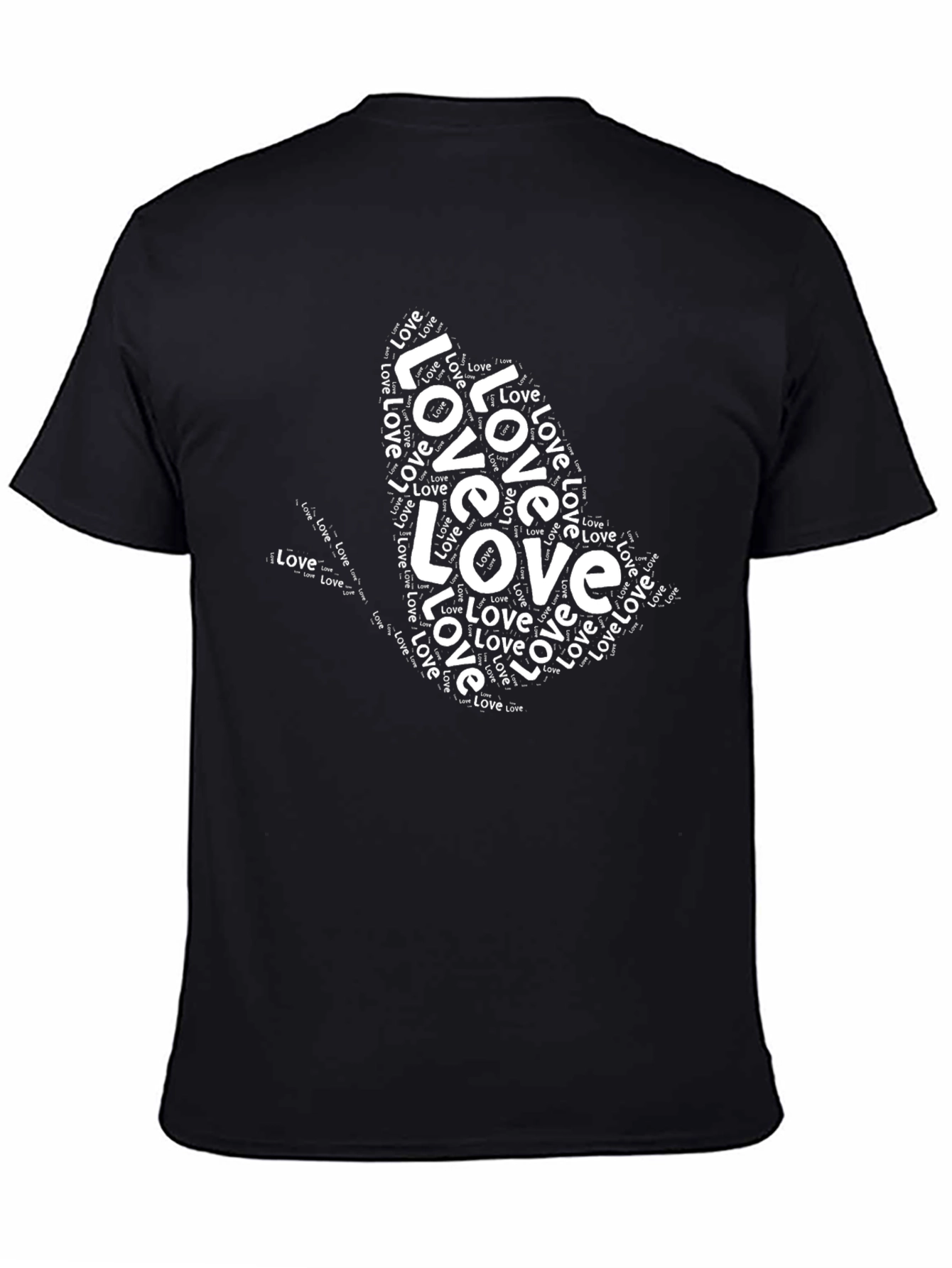 Black Love Word Art Black T-Shirt view 4
