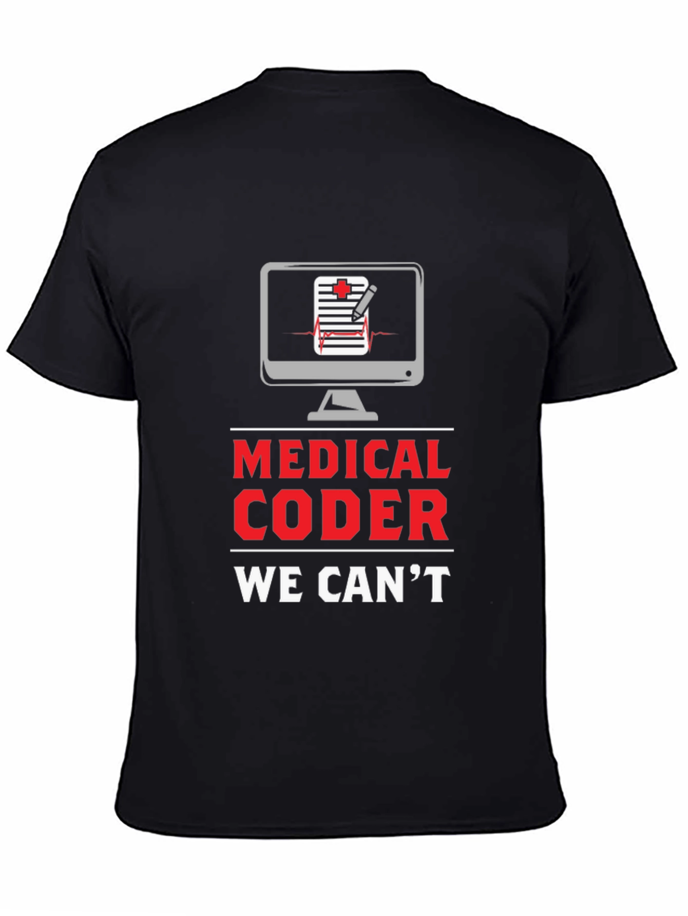 Black Medical Coder Graphic Tee - Coding Humor T-Shirt view 4