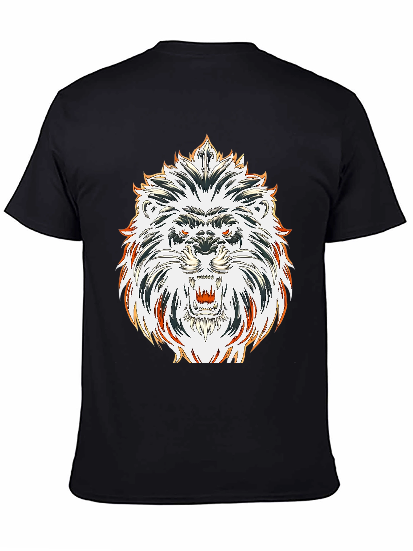 Black Bold Lion Graphic Tee - Black Cotton view 4