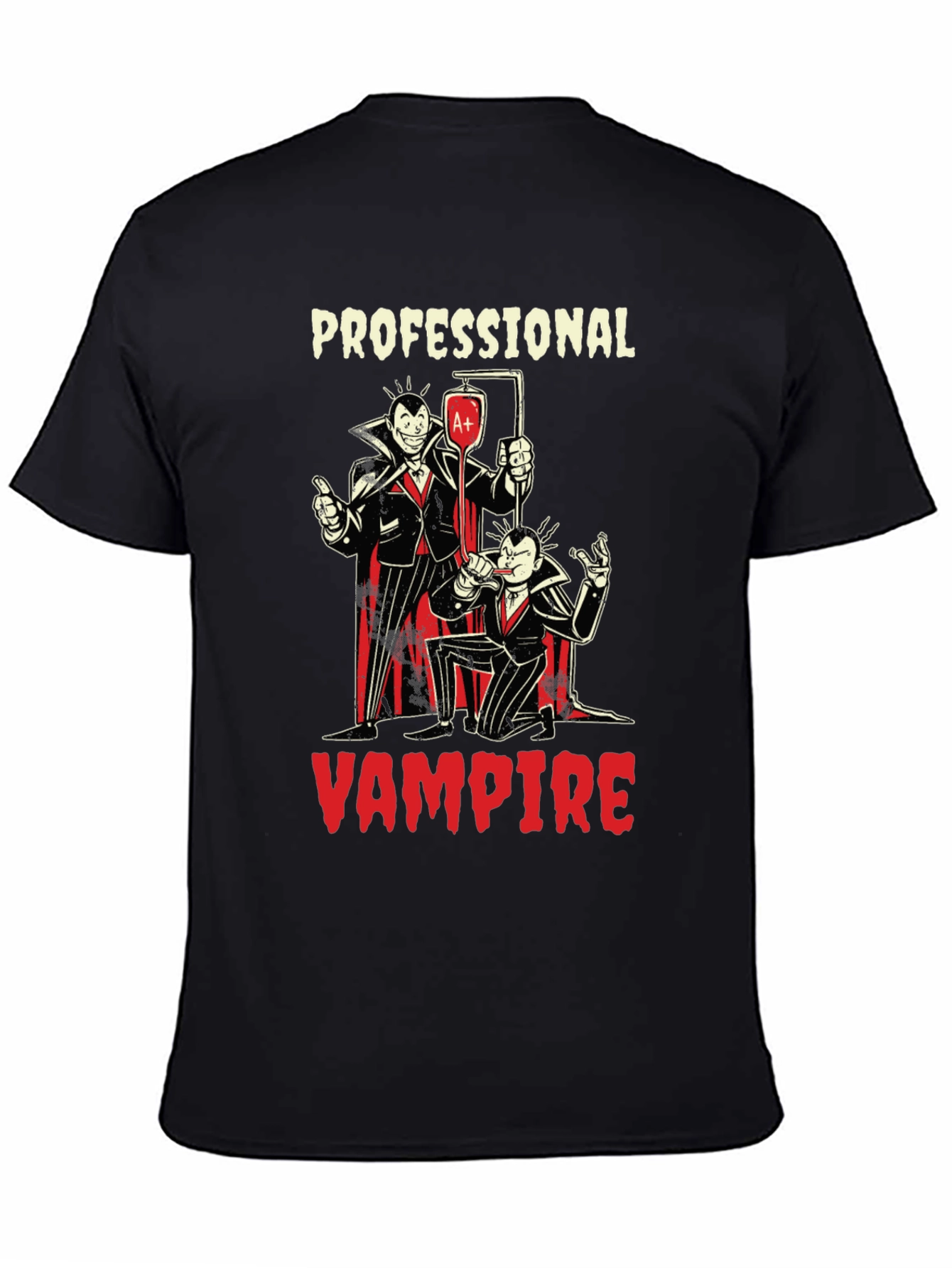 Black Professional Vampire Graphic T-Shirt - Novelty Tee view 4