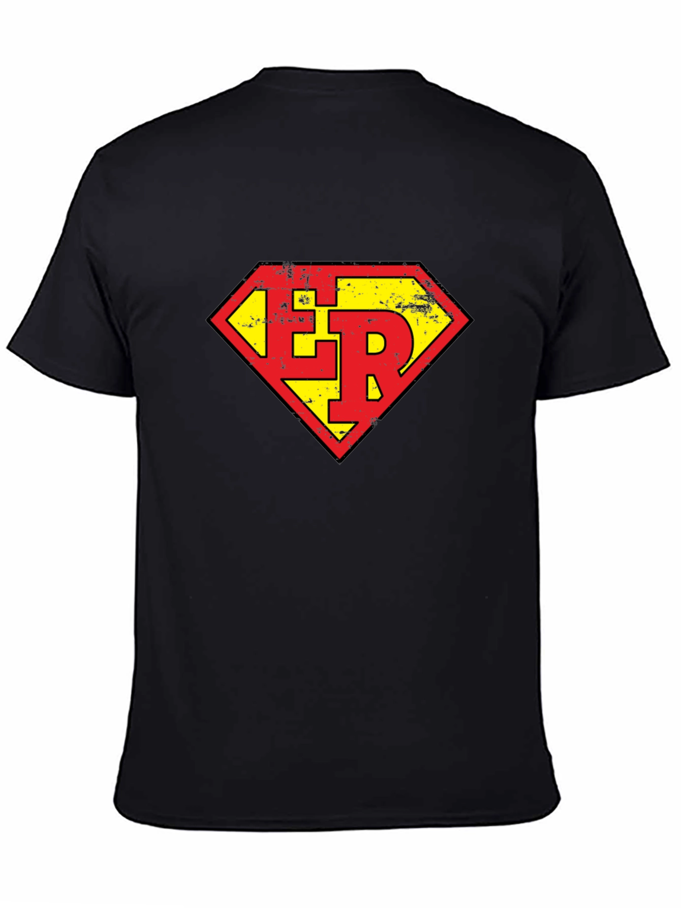 Black ER Super Hero Style Graphic Tee - Black view 4