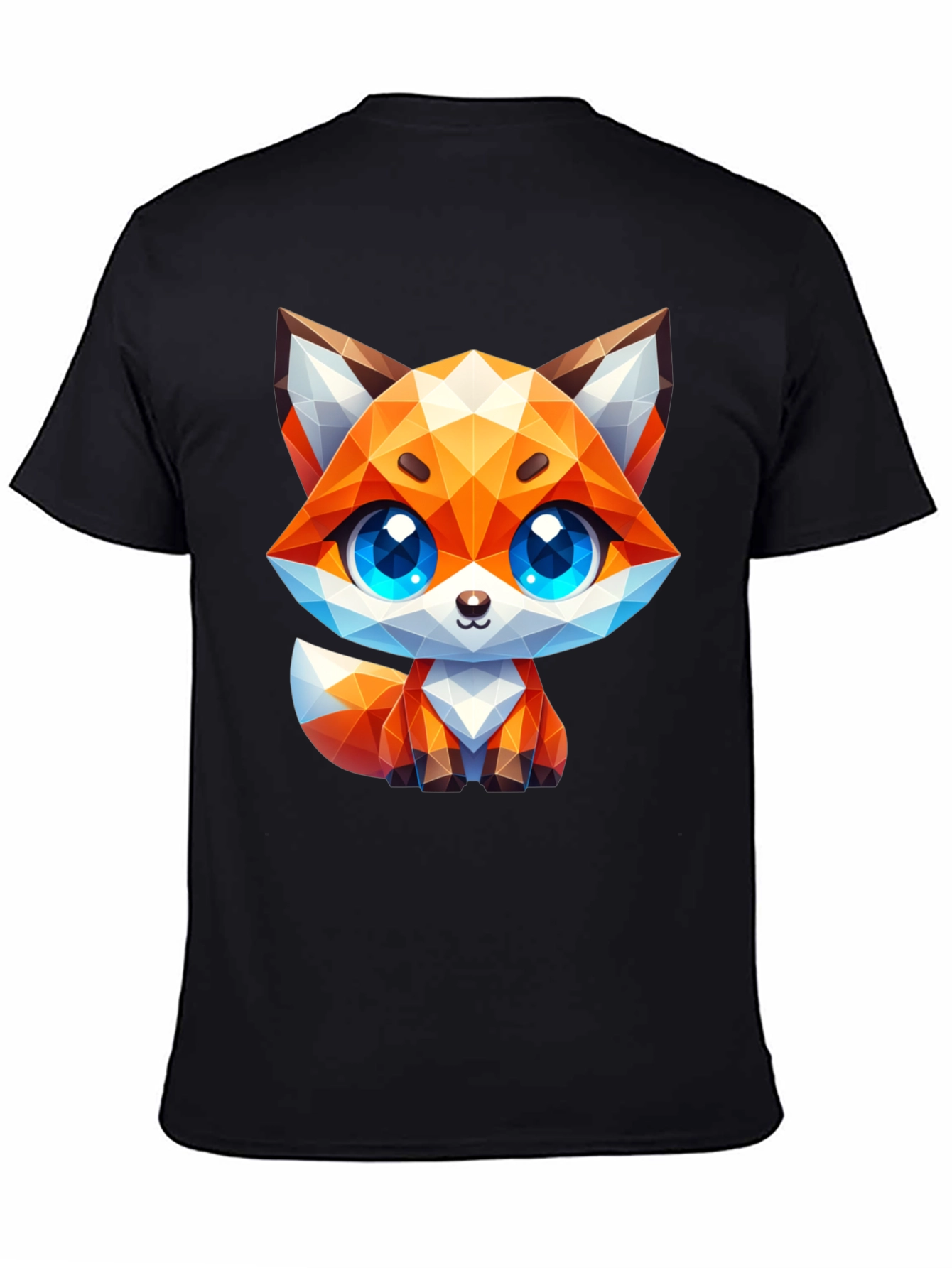 Black Geometric Fox Graphic Tee - Stylish Animal Print Shirt view 4