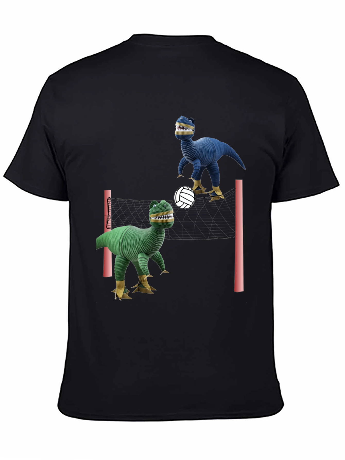 Black Dino Volleyball Black T-Shirt view 4