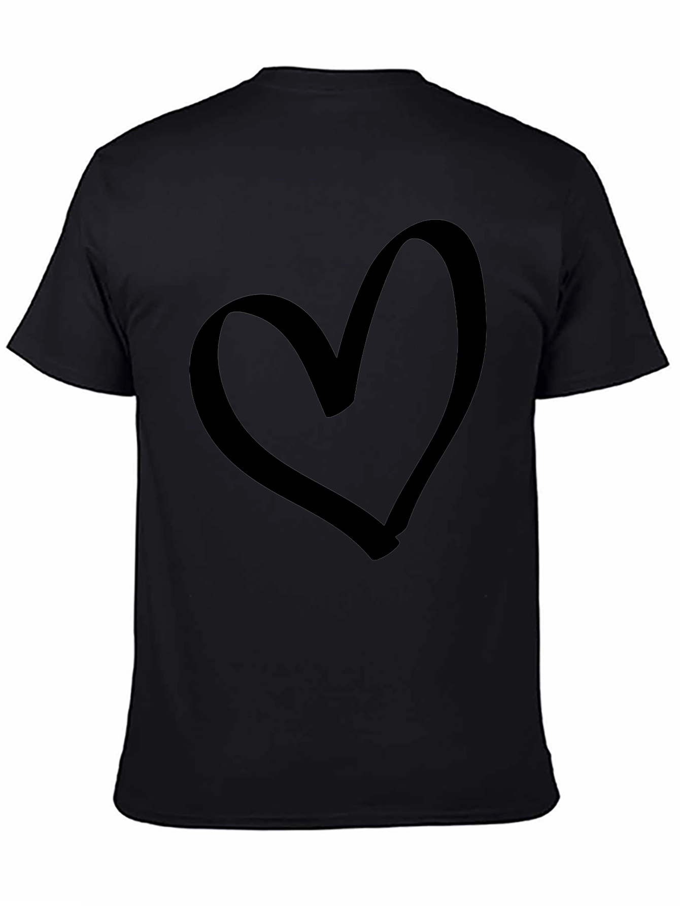 Black Heart Graphic Tee - Black Cotton Casual T-Shirt view 4