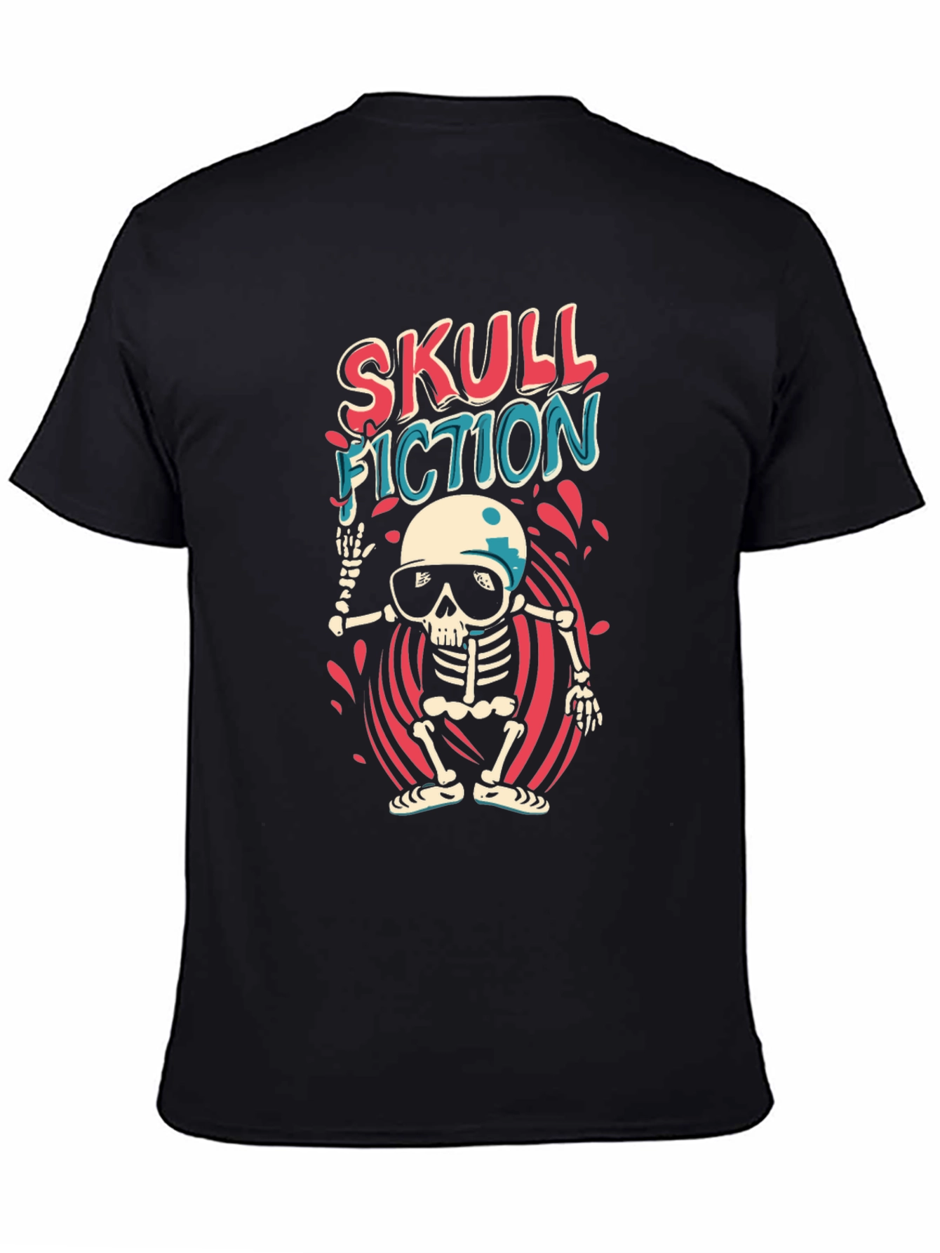 Black Skull Fiction Graphic Tee - Black view 4