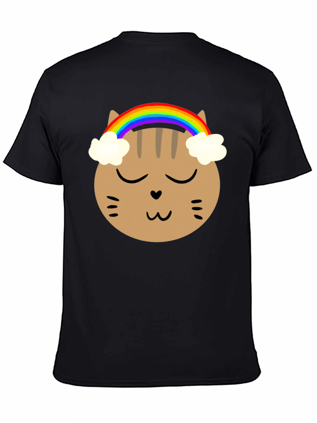 Black Rainbow Cat Graphic Tee - Soft Cotton Blend view 4