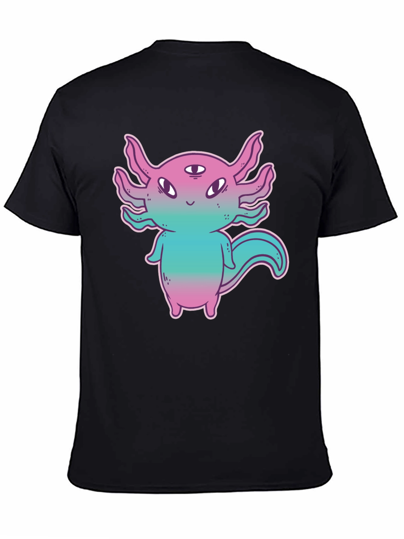 Black Axolotl Alien Graphic Tee - Funky 3-Eyed Amphibian Shirt view 4