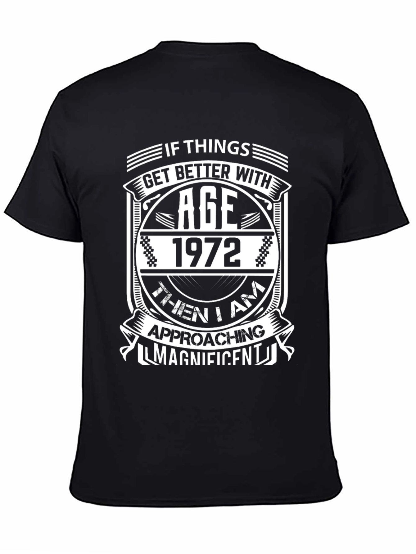 Black Vintage 1972 Birthday T-Shirt view 4