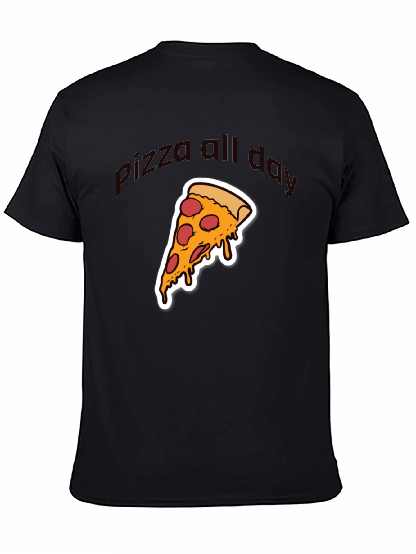 Black Pizza All Day Graphic T-Shirt - Casual Wear view 4