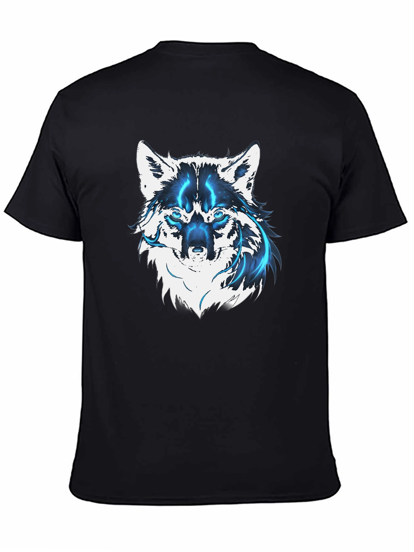 Black Men's Black Wolf Graphic T-Shirt view 4