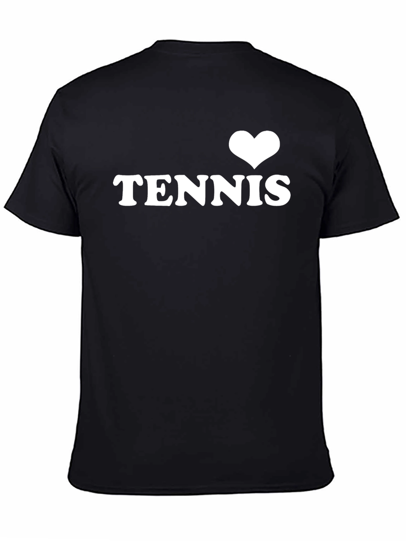 Black I Heart Tennis Graphic Tee - Black Cotton T-Shirt view 4