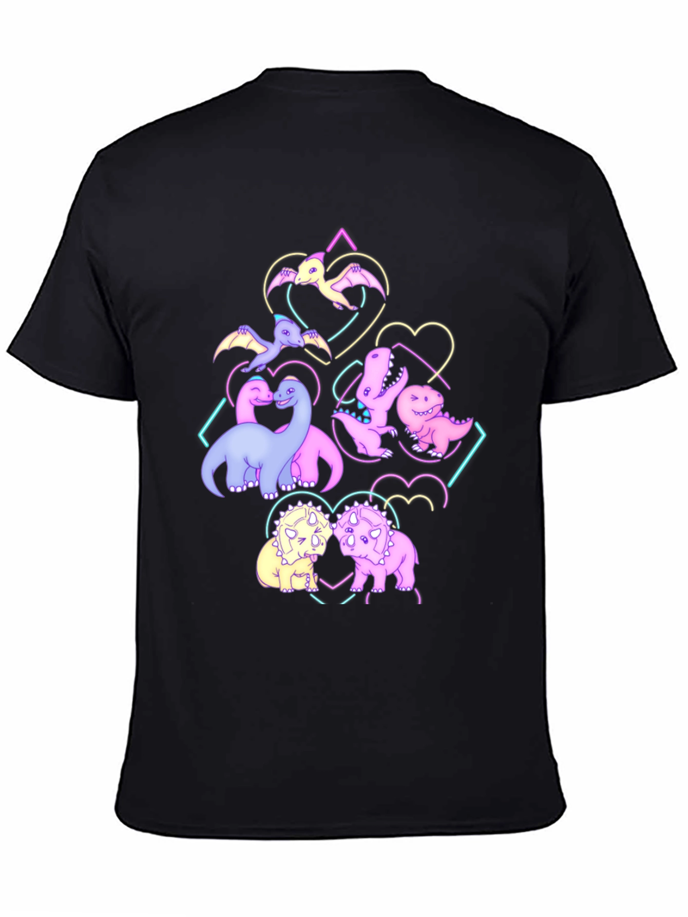 Black Dino Love T-Shirt - Cute Dinosaur Graphic Tee view 4